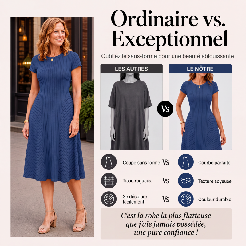 Robe en maille côtelée brossée élégante pour femme