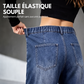 Pantalon en jean sarouel taille haute pour femme
