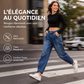 Pantalon en jean sarouel taille haute pour femme