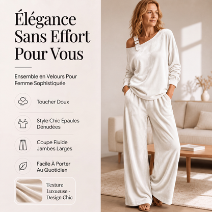 Ensemble haut épaules dénudées et pantalon large pour femme