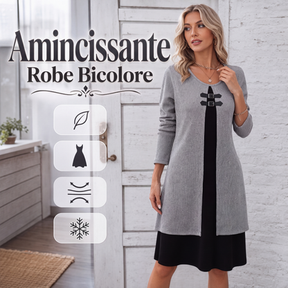 Robe décontractée pour femme en maille côtelée à manches longues