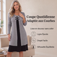 Robe décontractée pour femme en maille côtelée à manches longues