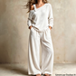 Ensemble haut épaules dénudées et pantalon large pour femme