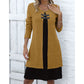 Robe décontractée pour femme en maille côtelée à manches longues