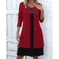 Robe décontractée pour femme en maille côtelée à manches longues