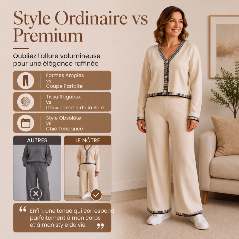 Ensemble de deux pièces en maille pour femme