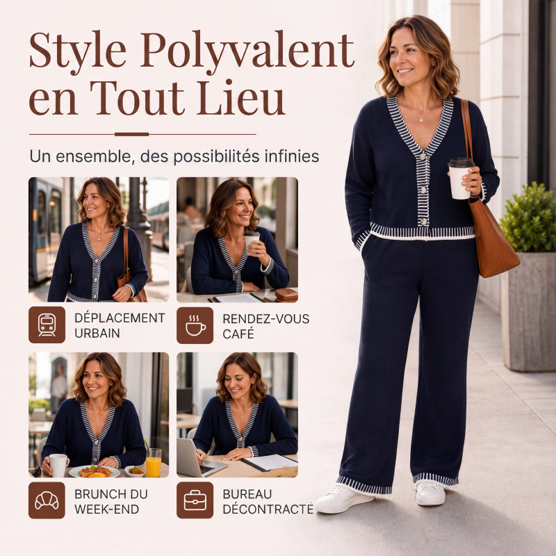 Ensemble de deux pièces en maille pour femme