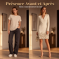 Robe élégante à col V pour femme, manches longues