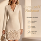 Robe élégante à col V pour femme, manches longues