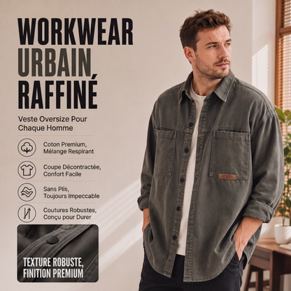 Chemise utilitaire oversize à manches longues pour homme