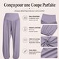 Pantalon large taille haute pour femme