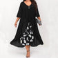 Robe Asymétrique en Mousseline Effet Deux-Pièces - Manches Mi-longues
