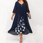 Robe Asymétrique en Mousseline Effet Deux-Pièces - Manches Mi-longues