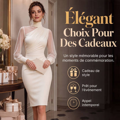 Robe moulante en maille à col montant pour femme