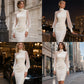 Robe moulante en maille à col montant pour femme