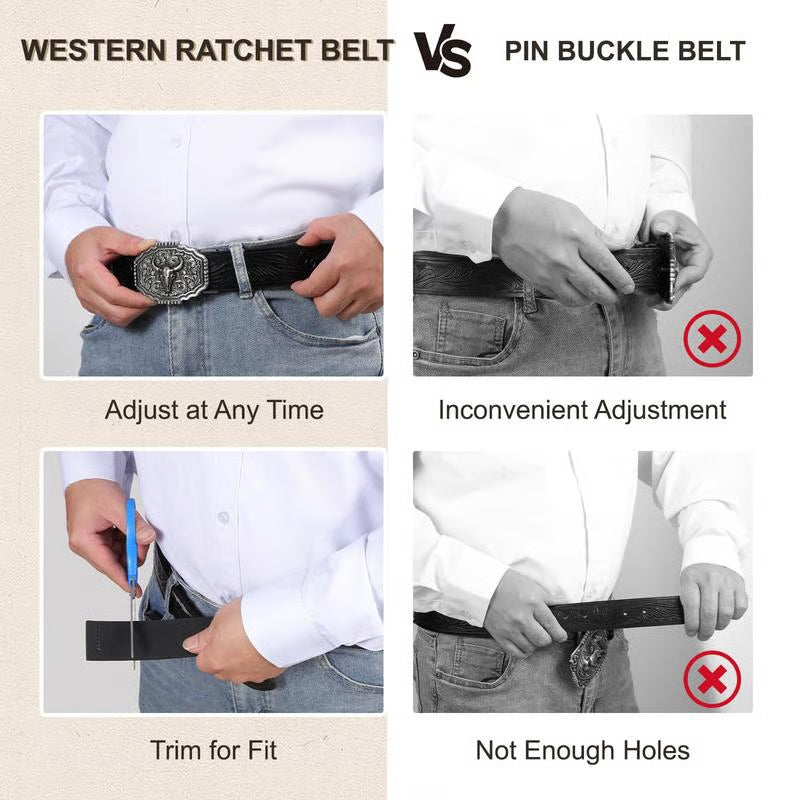 ♉Ceinture en cuir embossé tête de taureau rétro pour homme