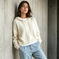 Pull en maille à capuche décontracté pour femme
