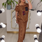 Ensemble haut épaules dénudées et pantalon large pour femme