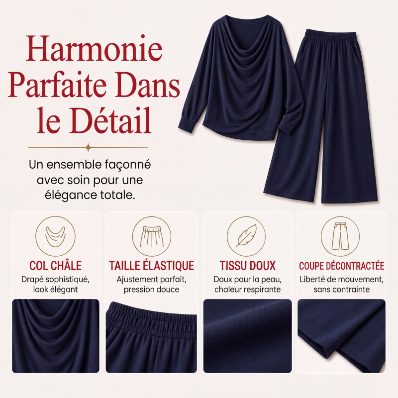 Ensemble pour femme : haut à col en bénitier et pantalon large