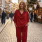 Ensemble pour femme : haut à col en bénitier et pantalon large