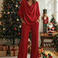 Ensemble pour femme : haut à col en bénitier et pantalon large