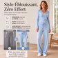 Ensemble pour femme : haut à col V à manches longues et pantalon à jambes larges