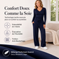 Ensemble pour femme : haut à col V à manches longues et pantalon à jambes larges