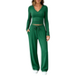 Ensemble pour femme : haut à col V à manches longues et pantalon à jambes larges