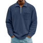 Pull décontracté à col demi-zip côtelé pour homme