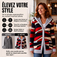Cardigan en tricot à capuche doublé de peluche pour femme