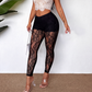 Pantalon pour femme en maille de dentelle transparente et sexy