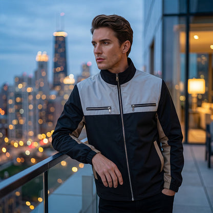 Veste à col montant bicolore pour homme