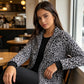 Veste à imprimé léopard zippée pour femme