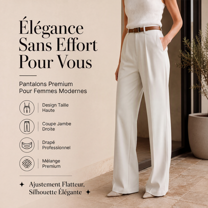 Pantalon de costume taille haute jambe large pour femme
