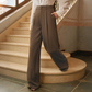Pantalon de costume taille haute jambe large pour femme