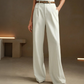 Pantalon de costume taille haute jambe large pour femme