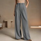 Pantalon de costume taille haute jambe large pour femme