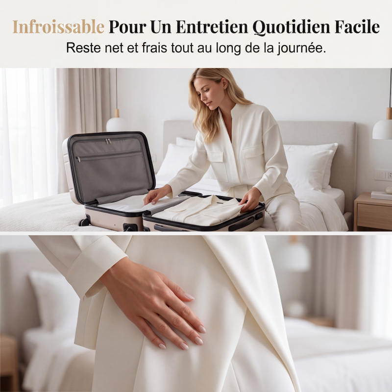 Ensemble élégant composé d'un haut à manches longues et d'un pantalon
