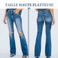 Jean flare taille haute détruit pour femme