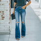 Jean flare taille haute détruit pour femme