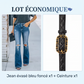 Jean flare taille haute détruit pour femme