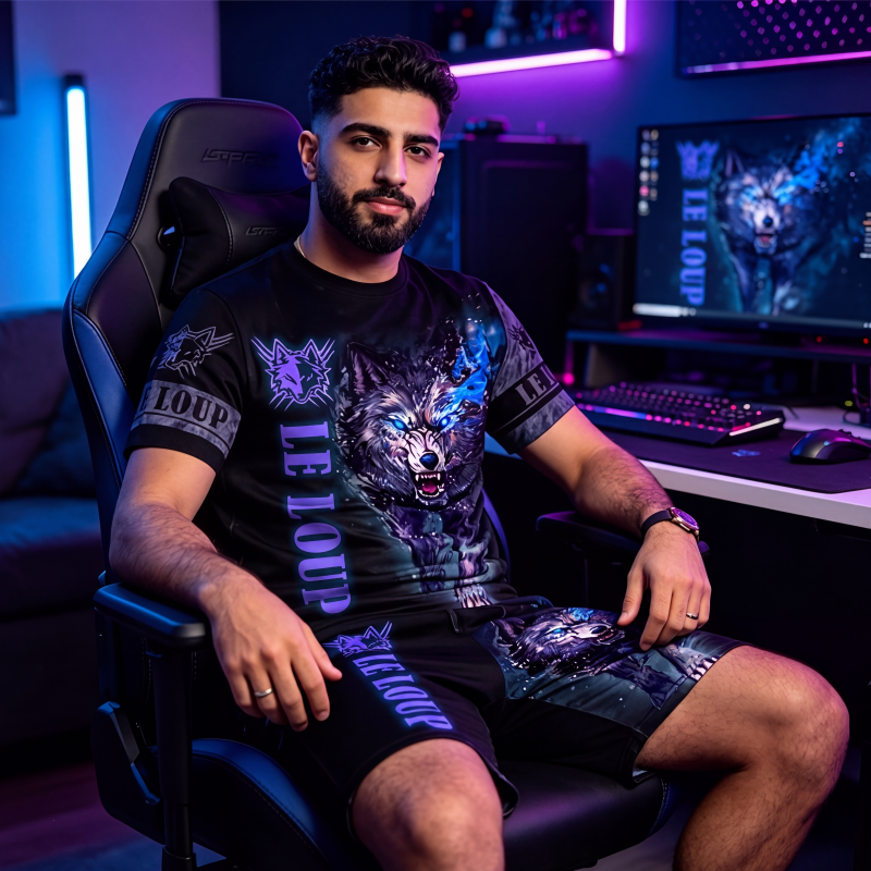 ✨ Ensemble Homme 2 Pièces – T-Shirt à Motif Animalier & Short Décontracté