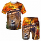 ✨ Ensemble Homme 2 Pièces – T-Shirt à Motif Animalier & Short Décontracté