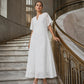 Robe longue pour femme en dentelle avec col V et détails au crochet