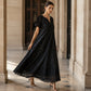 Robe longue pour femme en dentelle avec col V et détails au crochet