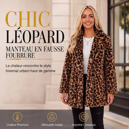 Manteau pour femme en fausse fourrure à motif léopard tendance
