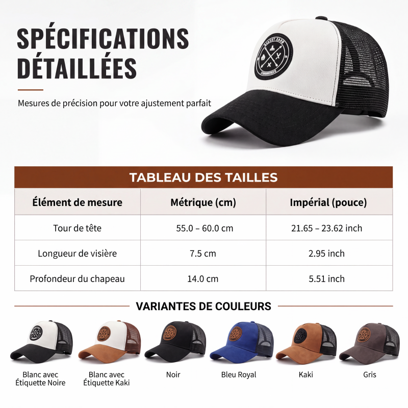 Casquette de baseball en maille respirante pour homme