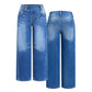 Jeans extensibles à jambes larges pour femme