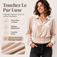 Haut en velours à col V et manches longues avec col pour femme