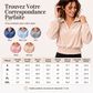 Haut en velours à col V et manches longues avec col pour femme